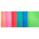 Spiralbuch OXFORD Office MyColours A5, Format A5, Doppelbindung, 90 Blatt liniert, weiß, SCRIBZEE®-kompatibel, EU ECO Label, farbsortierte Deckel, 5 Stück