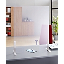 Spuckschutz, Kunststoff, klar-transparent, Stärke 4 mm, B 800 x H 1000 mm, mit Durchreiche & Edelstahl-Füßen