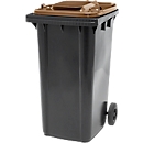 SSI Schäfer GMT eXtra Verrijdbare afvalbak - 240L - EN 840 - voorbereid voor chipopname - trekgreep - 90 % gerecycled kunststof - zwartbruin