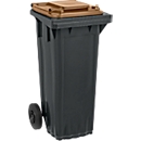 SSI Schäfer Mülltonne PRO 60 WAVE, 60 l, fahrbar, schwarzbraun, gewellter Rand