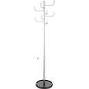 Staande kapstok - stalen -  8 haken - parapluhouder met druipschaal - zilver metallic