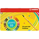 STABILO fineliner Point 88, lijndikte 0,4 mm, 50 stuks, in metalen etui
