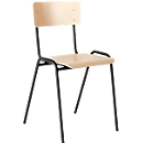 Stacking chair Ceha® CS 3, stackable up to 15 pieces, without armrests, plywood &amp; powder-coated tubular steel, W 385 x D 390 x H 490 mm, beech/black