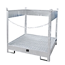 Stacking pallet for barrels Bauer FSP-4, side-opening, for 4 x 200 l barrels, galvanized