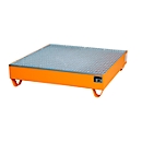 Stahl-Auffangwanne mit Gitterrost, 1200 x 1200 mm, orange RAL 2000