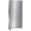 Stainless steel hinged door cupboard, 2 doors, with 4 legs, W 1000 x D 400 x H 2000 mm