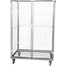 Stalen rolcontainer met afmetingen van Europallets, met 2 zijwanden, 1 achterwand, 2 deuren