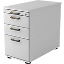 Standcontainer TOPAS LINE, 2 Schübe, 1 Hängeregistraturauszug, 1 Utensilienauszug, abschließbar, B 428 x T 800 x H 720-760 mm, lichtgrau/lichtgrau