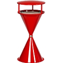 Standing ashtray with roof and round base, plastic, red