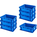 Stapelbak Euronorm EF 4120 - polypropeen - L 400 x B 300 x H 120 mm - 10,8 l - blauw - voordelig set: 7 stuks