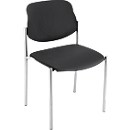 Stapelstuhl Styl, ohne Armlehnen, Echtleder, schwarz, stapelbar bis zu 6 Stück