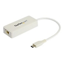 StarTech.com Adaptateur USB-C vers Ethernet Gigabit avec port USB 3.0 - Blanc (US1GC301AUW) - adaptateur réseau - USB-C - Gigabit Ethernet + USB 3.1 Gen 2