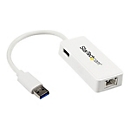 StarTech.com USB 3.0 SuperSpeed auf Gigabit Ethernet Lan Adapter mit USB Port - 10/100/1000 RJ45 NIC Netzwerkadapter - St/Bu - Weiß - Netzwerkadapter - USB 3.0 - Gigabit Ethernet
