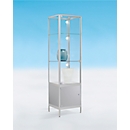 Staufachvitrine BST, Brandschutzklasse B1, 3 Fächer, 1 Staufach, abschließbare Flügeltüren, B 500 x T 500 x H 1950 mm, Aluminium/Glas/Metall, silber