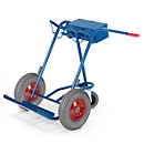Steel bottle trolley, with support wheel, solid rubber wheels