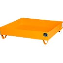 Steel collecting pan without grid, 1200 x 1200 mm, orange RAL 2000