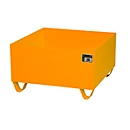 Steel collecting pan without grid, 800 x 800 mm, orange RAL 2000
