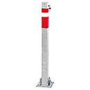 Steel post, hinged, with cylinder lock, lockable in different ways