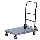 Steel trolley with folding push bow, 780 x 520 mm