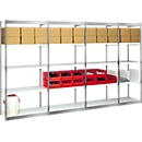 Stora 100 Assembled Shelf, 4-shelf locking frame, silver aluminium