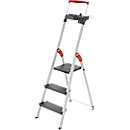 Stufen-Stehleiter Hailo L100, EN 131, mit Multifunktionsschale & Haltebügel, bis 150 kg, 3 Stufen