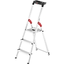 Stufen-Stehleiter Hailo L60, EN 131, mit Multifunktionsschale & Gelenkschutz, bis 150 kg, 3 Stufen