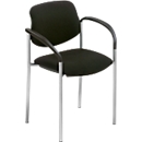 Styl visitor chair, with armrests, silver aluminum base, black