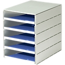 styro® Schubladenbox Styroval, 5 Schübe offen, DIN C4, Polystyrol, blau