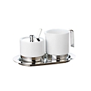 Sugar and creamer set ADAM, 4 pieces, white porcelain, stainless steel, Creamer 0.25 l, Sugar bowl 0.2 l
