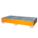Cubeta colectora BAUER AW 1000-2/PE con rejilla, 2 IBC 1000 l, An 2665 x P 1315 x Al 440 mm, naranja