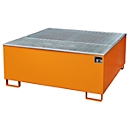 BAUER AW 1000/PE collecting pan with grid, IBC 1000 l, W 1475 x D 1475 x H 625 mm, orange