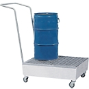 ASECOS collecting bucket, steel, mobile, with grid, collection volume 60 l, W 635 x D 810 x H 980 mm, galvanized