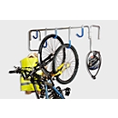 Support à vélos incliné verticalement, 1 côté, l. 1300 x P 360 x H 650 mm, acier, revêtement par poudre & rouge laqué, 5 fentes de suspension