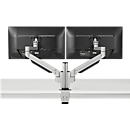 Support d'écran double Premium Office BakkerElkhuizen, jusqu'à 12 kg, pince de fixation, pivotant/hauteur ajustable, guide-câbles