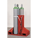 Support de transport de bouteilles de gaz, en polyéthylène, L 1120 x P 600 x H 1100 mm, jusqu'à 320 kg, 4 bouteilles Ø 230 mm, avec poches pour chariot élévateur