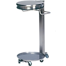 Support mobile pour sac poubelle de 120 litres, structure en inox, avec couvercle et pédale, 5 roulettes