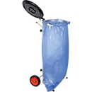 Support mobile pour sac poubelle de 70 à 120 litres, avec couvercle noir