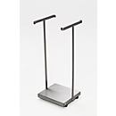 Support mobile pour sacs poubelle de 60 litres Hygiène VAR, structure en inox, avec roulettes