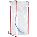 Support pour grands sacs poubelles, 200 litres, l. 515 x P 460 x H 970 mm, avec roulettes, rouge