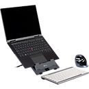 Support pour ordinateur portable Bakker Elkhuizen Ergo-Q 160, pour ordinateurs portables &amp; tablettes jusqu'à 17", ergonomique, L 215 x P 266 x H 7,5 mm, aluminium, gris foncé mat