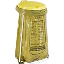 Support pour sac poubelle de 70 litres, structure galvanisée, avec couvercle jaune
