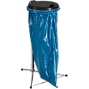 Support pour sacs poubelle de 60 à 120 litres, galvanisé, avec couvercle en plastique
