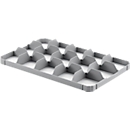 Support pour verres Ringoplast, pour bacs à verres &amp; bacs Euro, 3 x 5, en bas, convient pour aliments, empilable, L 365 x H 55 mm, plastique, gris clair