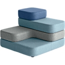 Système d'assise carré TAPA, tissu, système modulaire, avec mécanisme pivotant, l. 900 x P 900 x H 620 mm, bleu/bleu