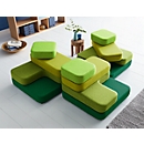 Système d'assise carré TAPA, tissu, système modulaire, avec mécanisme pivotant, l. 900 x P 900 x H 620 mm, vert/vert