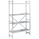 Système d'étagères, étagères de base, acier inoxydable, base perforée, H 2000 x L 1200 x P 400 mm