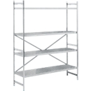 Système d'étagères, étagères de base, acier inoxydable, base perforée, H 2000 x L 1500 x P 500 mm
