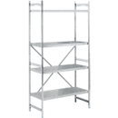 Système d'étagères, étagères de base, acier inoxydable, base perforée, H 2000 x L 900 x P 500 mm