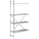 Système de rayonnage, rayonnage d'appoint, acier inoxydable, base perforée, H 2000 x L 875 x P 400 mm