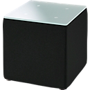 Table d'appoint Wall In, L 410 x P 410 mm, plateau en verre au lait ESG, avec patins au sol, noir